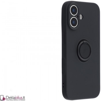 Guminis dėklas su žiedu - juodas (Apple Iphone 17)